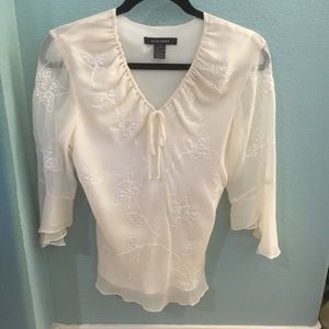 Silkland S Off white sequined blouse 100% silk